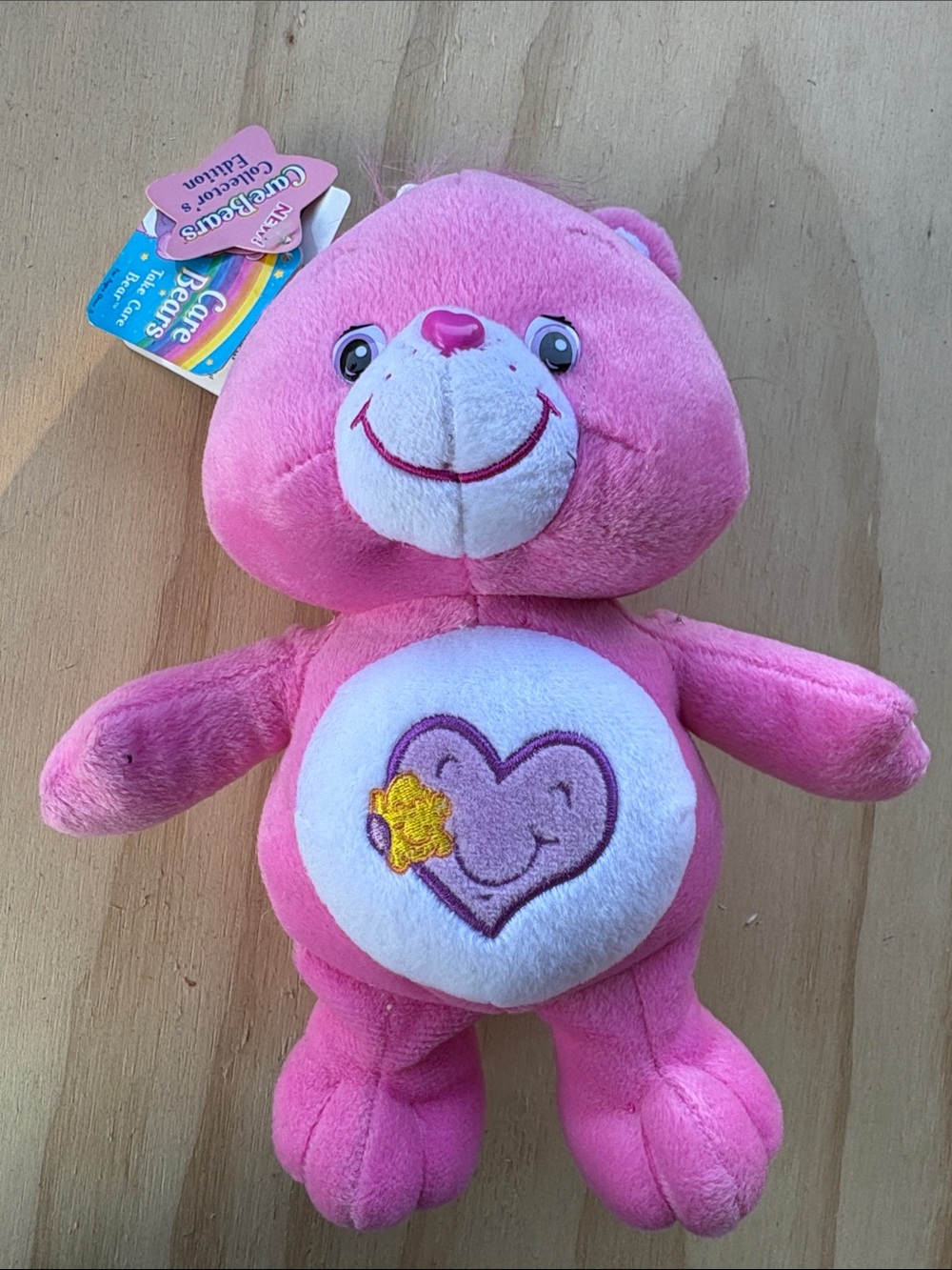 Care Bears Bright Pink Plush Bear with Heart & Star Belly Badge